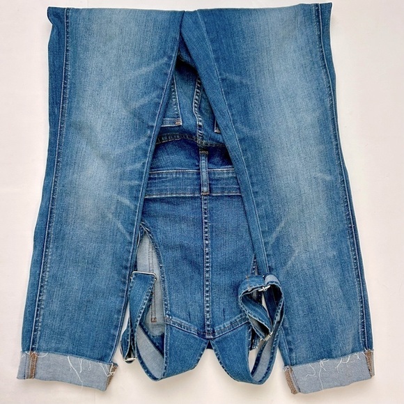 Madewell Denim Jean Overalls in Kemp Wash Bibs Jeans Raw Frayed Hem Size Small S - Picture 10 of 16